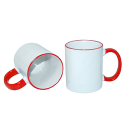 Sublimation 11oz Rim Handle Mug White Red