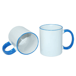 Sublimation 11oz Rim Handle Mug White Blue
