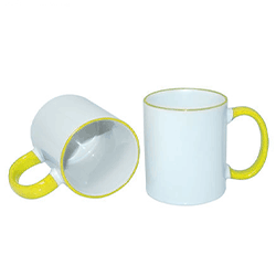 Sublimation 11oz Rim Handle Mug White Yellow