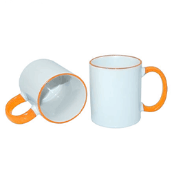 Sublimation 11oz Rim Handle Mug White Orange