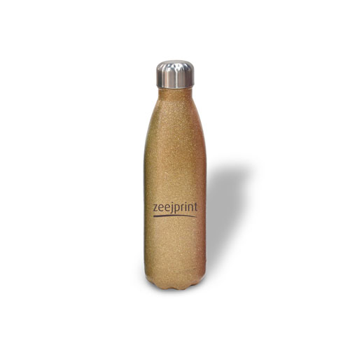 Sublimation Cola Shaped Glitter Insulated Water Bottle Gold 500ml