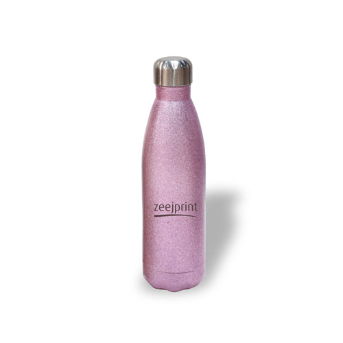 Sublimation Cola Shaped Glitter Insulated Water Bottle Pink 500ml