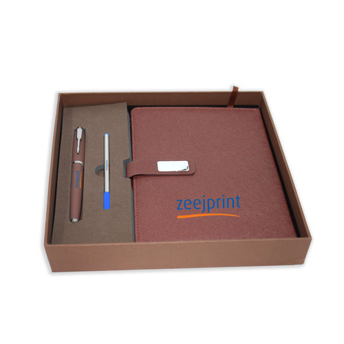 Notebook And Pen Gift Set Brown