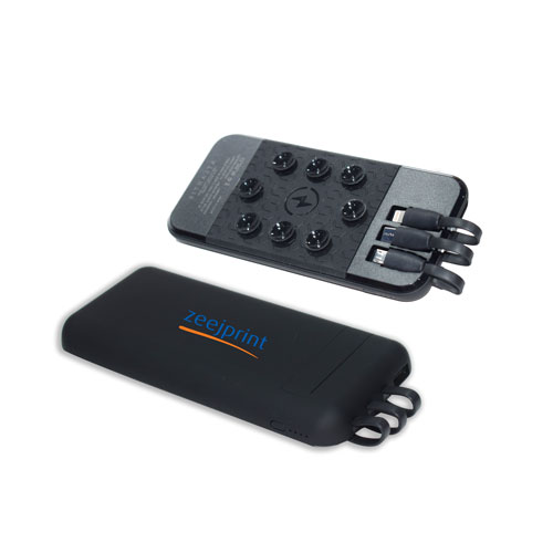 Atlantis Wireless Power Bank USB & Micro & Type C Built in Cable 10000mAh Material: ABS Black