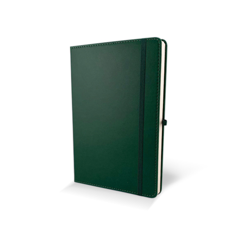 Notebook HK03 A5 PU sewing Green With Elastic Band/90 Sheet Ivory Paper
