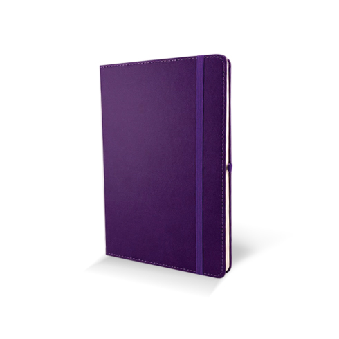 Notebook HK03 A5 PU sewing Purple With Elastic Band/90 Sheet Ivory Paper