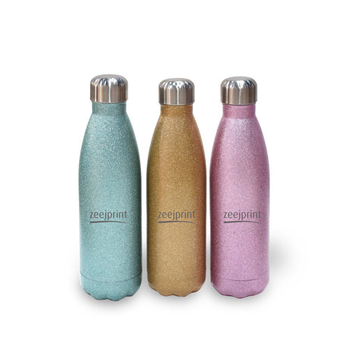 Cola Shaped Glitter Insulated Water Bottle