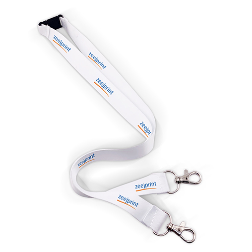 Cotton Lanyards with Double Hook - ID Card Strap White