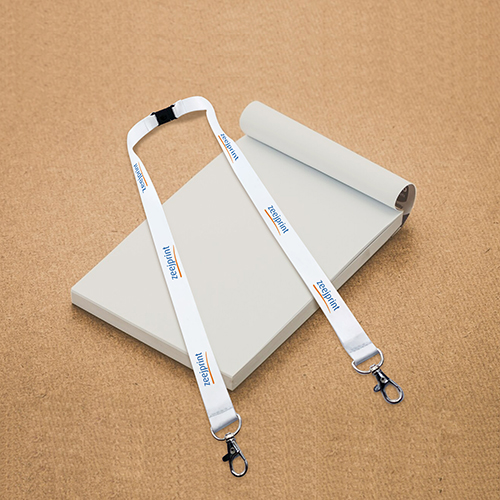 Cotton Lanyards with Double Hook - ID Card Strap White