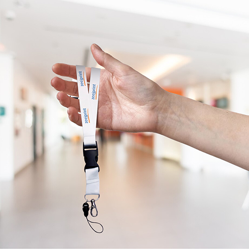 Cotton Lanyard - ID Card Strap White -2.5Cm